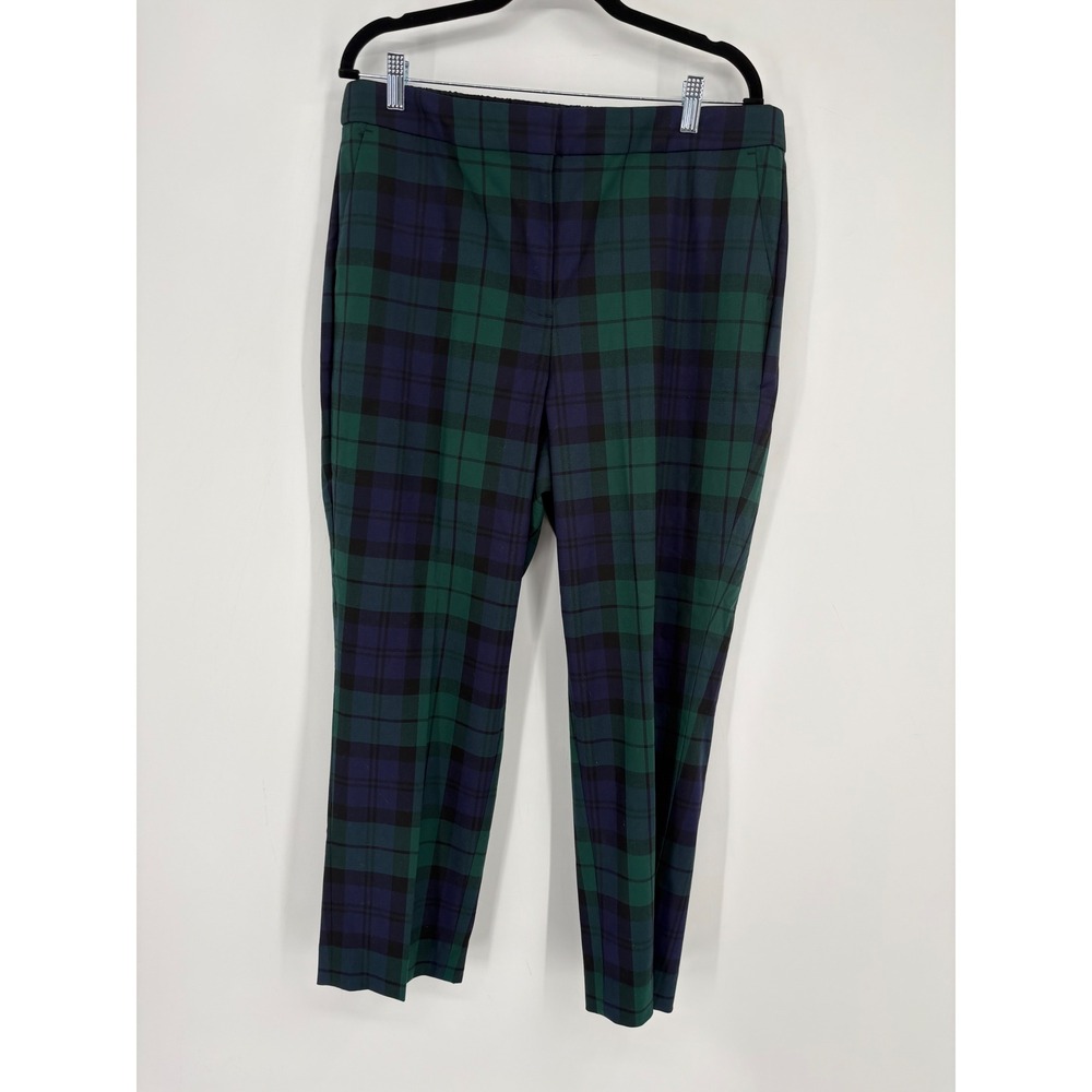 J.Crew Pants Womens‎ 14 Green Black Watch Plaid Tapered Elastic Back Trousers